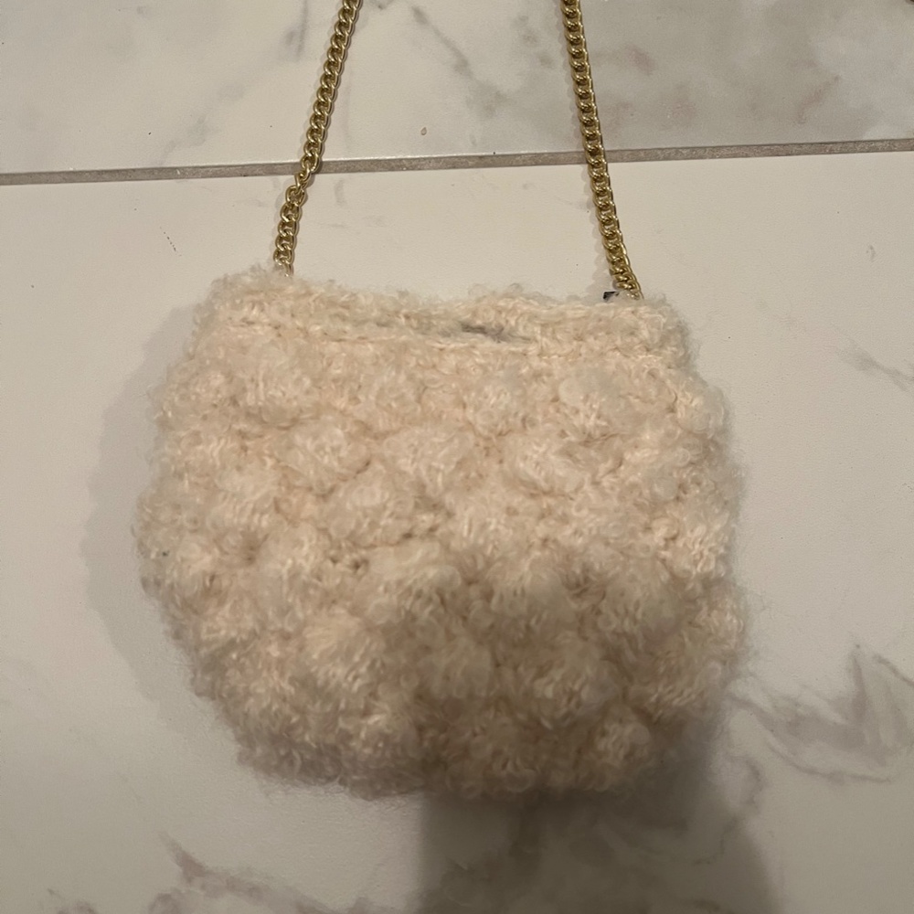 Caterina Bertini White Mohair Crossbody Bag - NWT - Picture 3 of 6